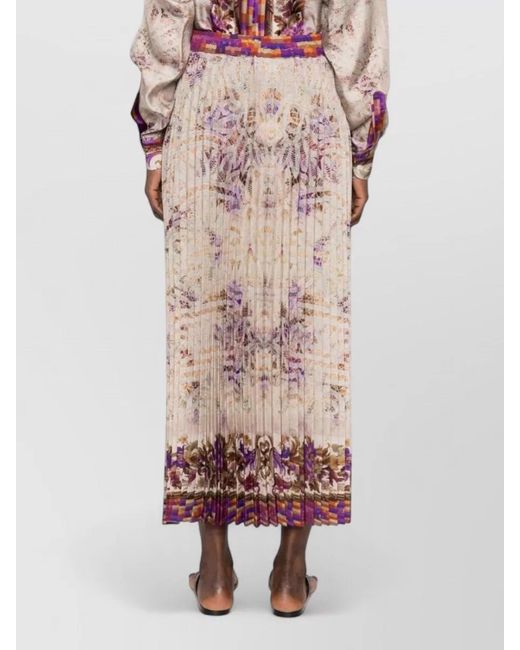 Pierre Louis Mascia Multicolor Silk Floral-Print Pleated Skirt