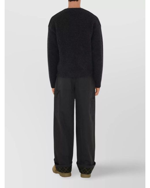 Burberry Black Cotton Oversized Straight-Leg Carpenter Trousers for men