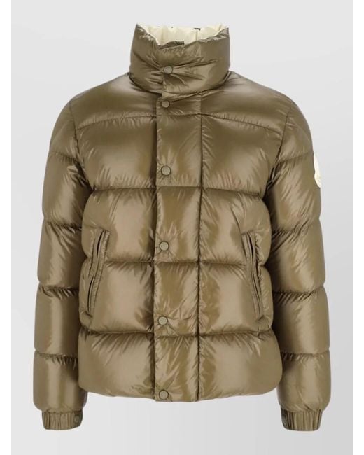 Moncler Green High Collar Padded Jacket Side Pockets for men