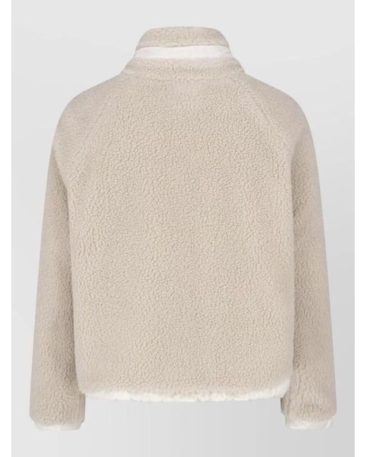 Herno Natural High Collar Casual Coat Contrast Fabric