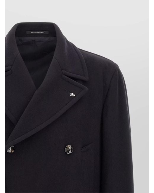 Tagliatore Blue Cashmere Wool Double Breasted Coat for men