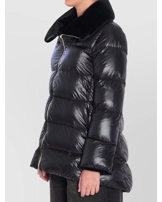 Herno Black Light Puffer With Collar Fur