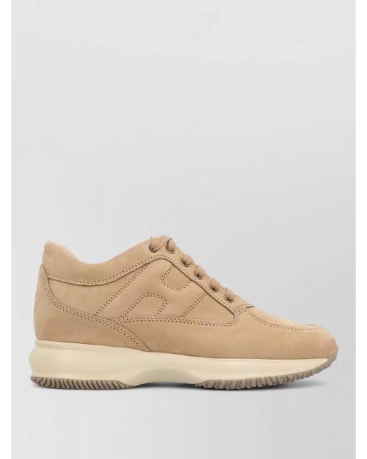 Hogan Natural Interactive Suede Low Top Ankle Sneakers