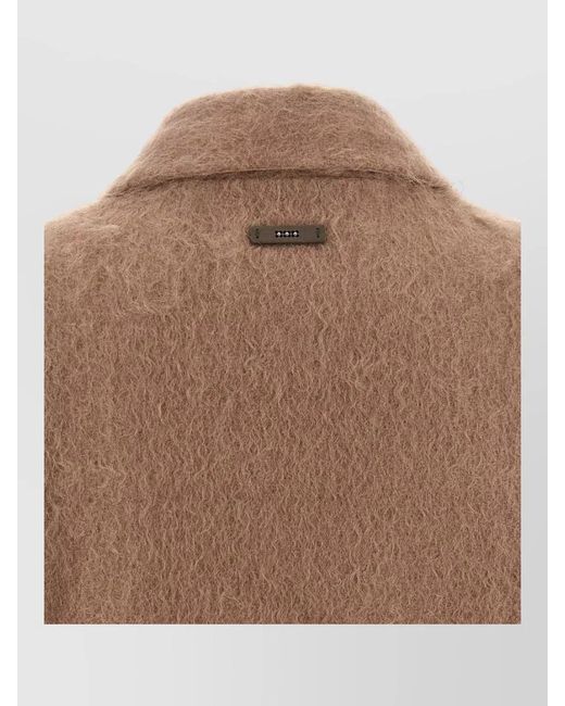 Peserico Brown Bouclé Shirt Jacket Casual Collar Long Sleeves