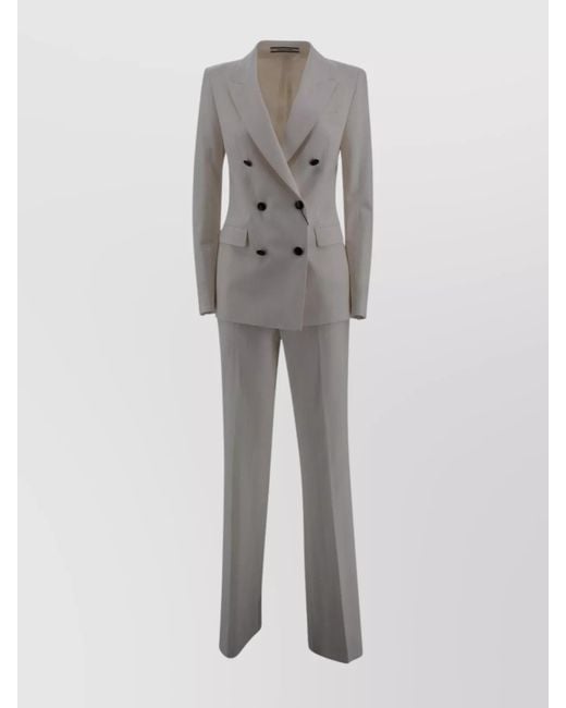 Tagliatore Gray Knee Length Suit Striped Pattern