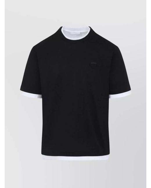 Prada Black Crewneck Double Layer T-Shirt for men