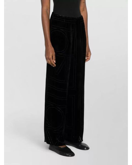 Totême Black Silk Wide-Leg Trousers