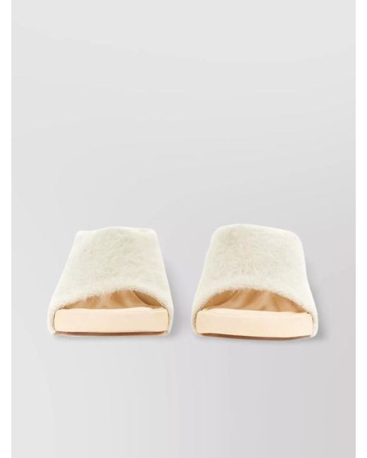 Jacquemus Natural Soft Fur Texture Heel Sandals