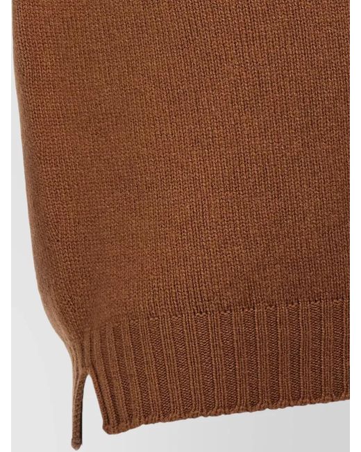 Ma'ry'ya Brown Knit Top Raglan Sleeves Ribbed Cuffs Hem for men