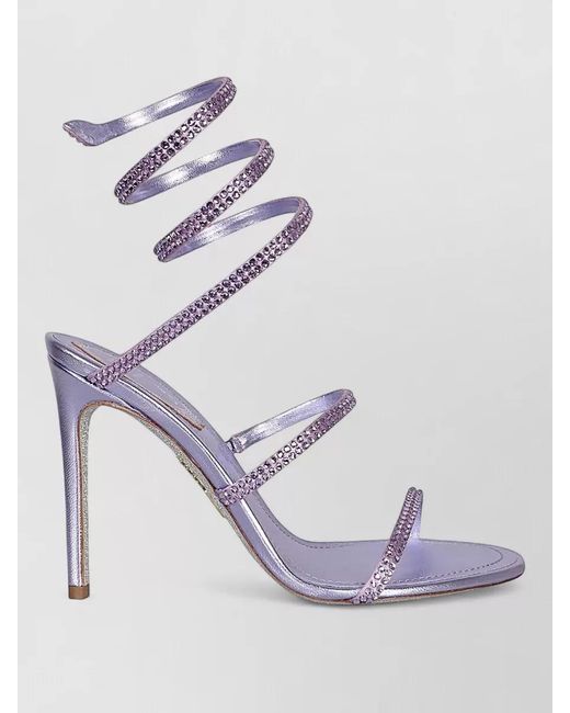 Rene Caovilla Multicolor Satin Pumps Stiletto Heel Embellished Straps