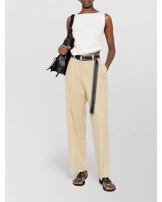 DUNST Natural Wide Leg Chino Trousers Belt Loops