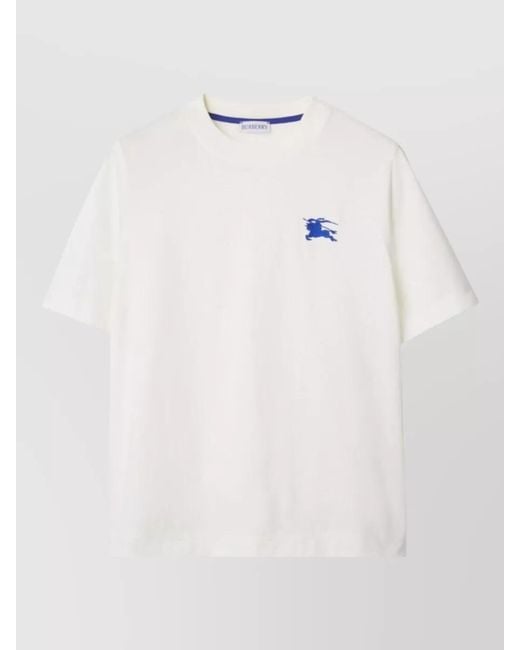 Burberry White Equestrian Knight-Detail Cotton T-Shirt
