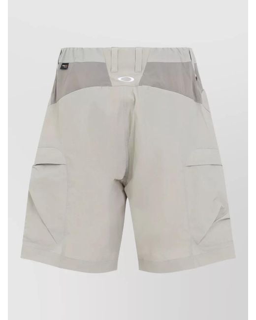 Oakley Gray Cargo Shorts Elastic Waist Pockets Belt Loops for men