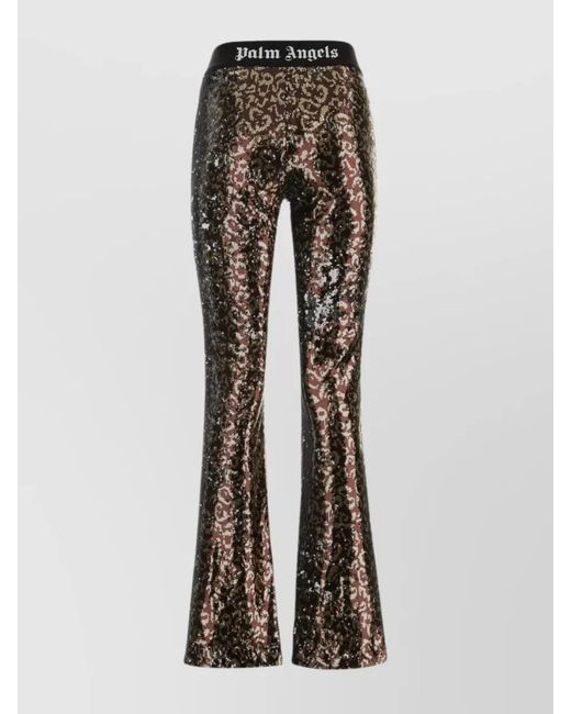 Palm Angels Black Sequin Flared Trousers