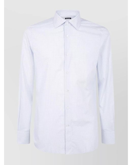 Zegna White Pure Cotton Checked Shirt Buttons for men