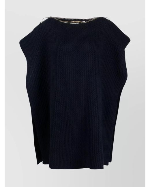 J.W. Anderson Blue Wool Chunky Ribbed Knee-Length Poncho