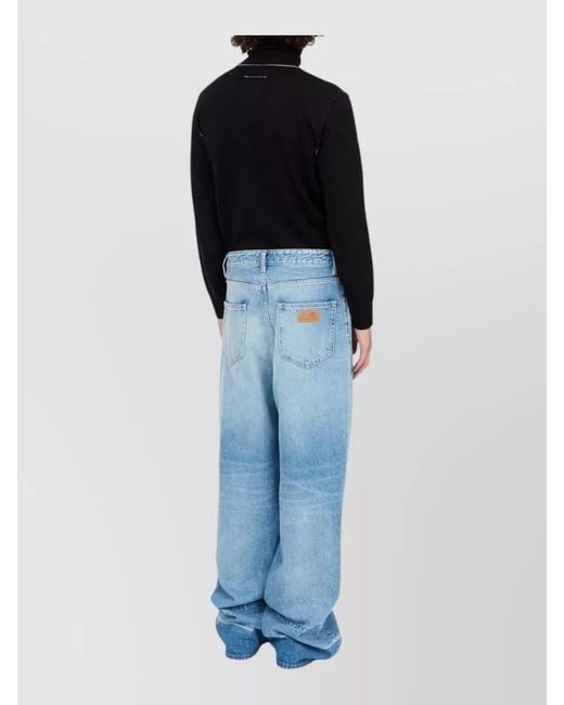MM6 by Maison Margiela Blue High Waist Denim Trousers Wide Leg for men