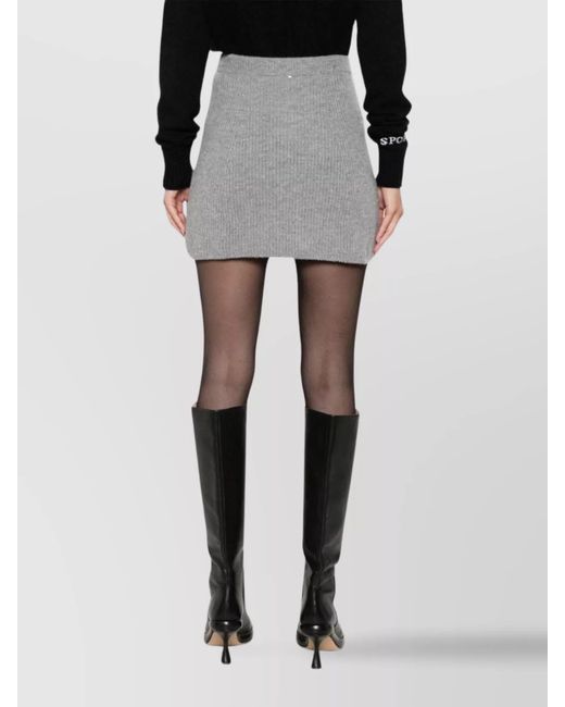 Sportmax Gray Cashmere Ribbed Knit High-Rise Mini Skirt