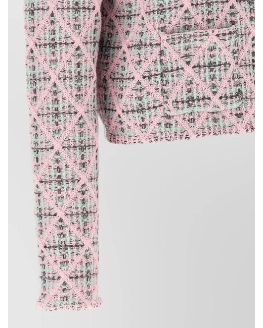 Self-Portrait Multicolor Bouclé Cropped Cardigan