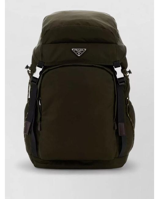 Prada Black Canvas Backpack Adjustable Straps Side Pockets Handle for men