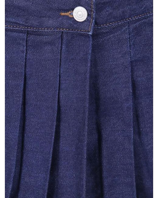 7 For All Mankind Blue Denim Pleated Mini Skirt