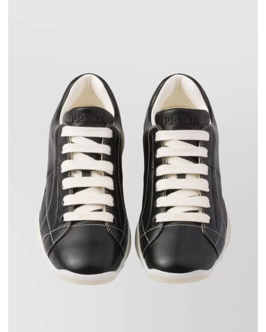 Prada Black Leather Low-Top Sneakers
