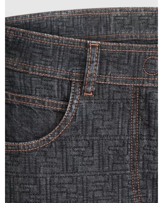 Fendi Gray Padded Denim Straight Skirt