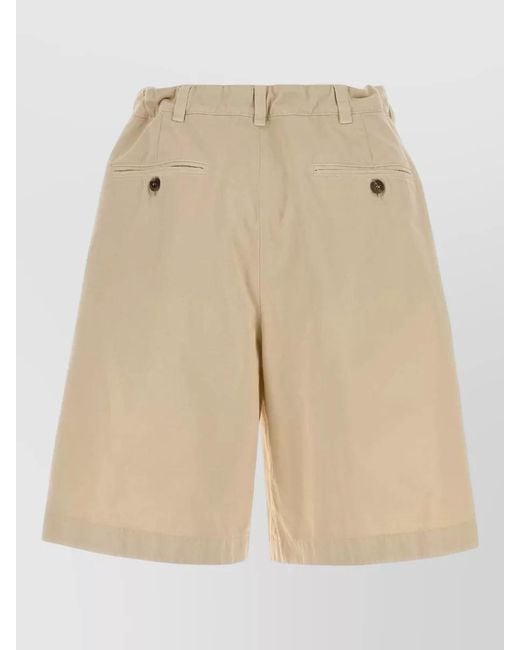 Prada Natural Gabardine Bermuda Shorts Pleated Front Pockets