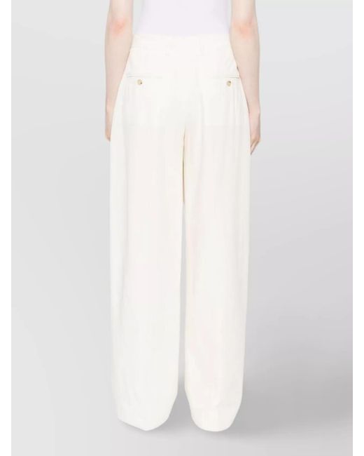 Totême White Pleated Wide-Leg Trousers
