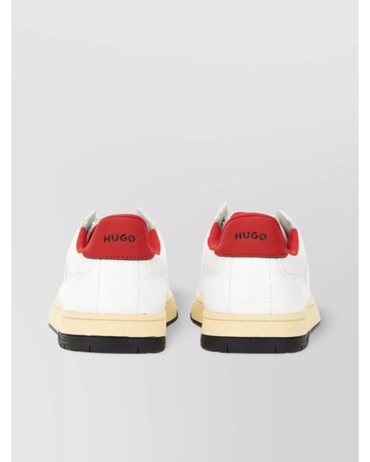HUGO White Leather Low-Top Sneakers for men