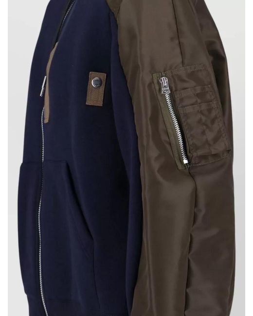Sacai Blue Paneled Hooded Jacket for men
