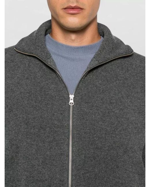 Extreme Cashmere Gray Cropped High Neck Cashmere Knit Cardigan