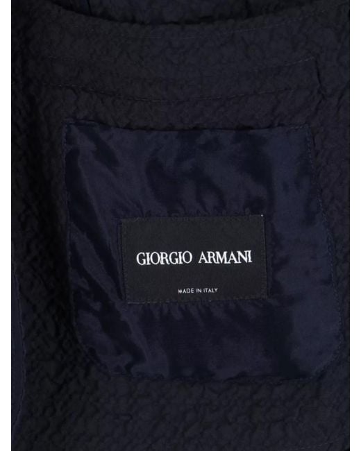Giorgio Armani Blue Front Pockets Notched Lapel Single Breasted Textured Fabric for men