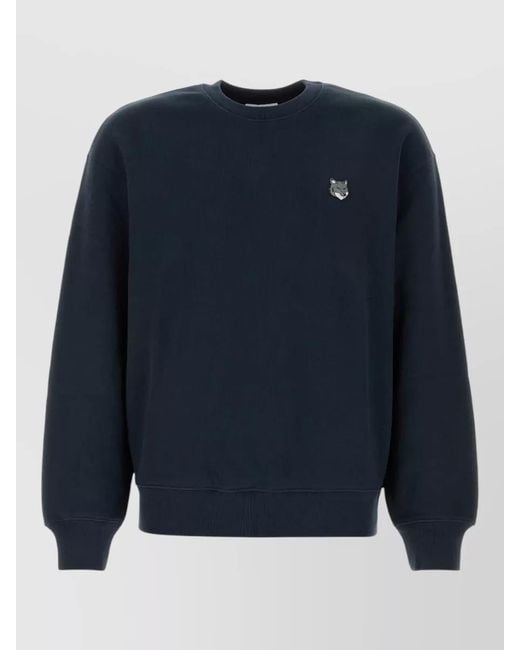 Maison Kitsuné Blue Cotton Sweatshirt Relaxed Fit Cuffed Hem for men