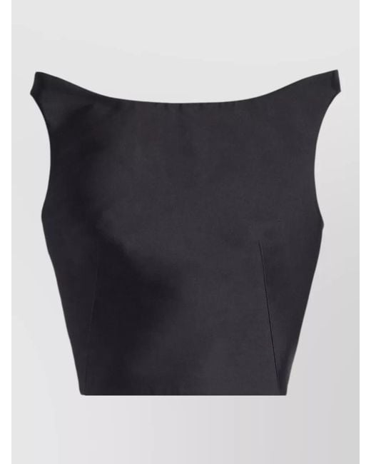Jil Sander Blue Silk Wool Cropped Top Off Shoulder