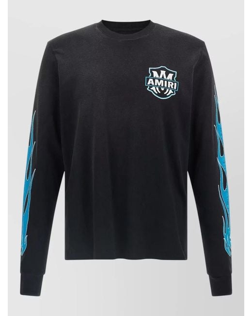 Amiri Blue Eagle Flames Long Sleeve Graphic T-Shirt for men