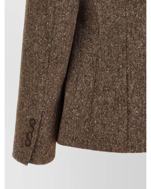 Brunello Cucinelli Brown Donegal Wool Double Breasted Tailored Blazer