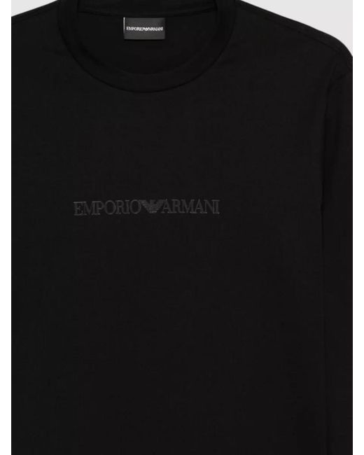Emporio Armani Black Cotton Long-Sleeve T-Shirt for men