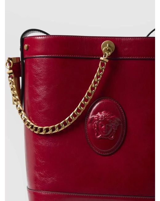 Versace Red Medusa Bucket Shoulder Bag Chain Strap