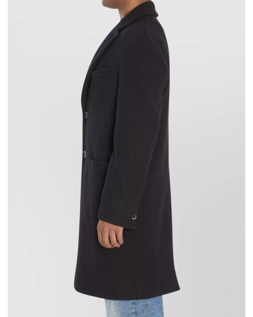Barena Black Wool Relaxed-Fit Single-Breasted Coat for men