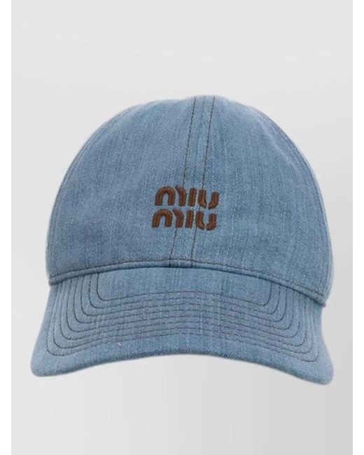 Miu Miu Blue Cap And Hairband Curved Brim