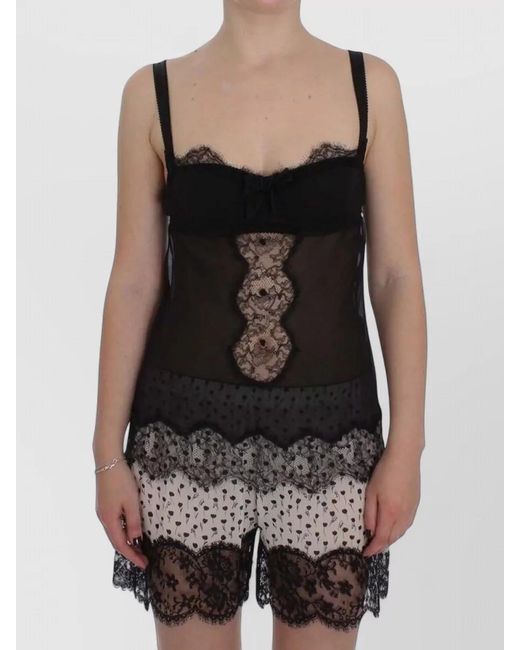 Dolce & Gabbana Black Silk Floral Lace Top
