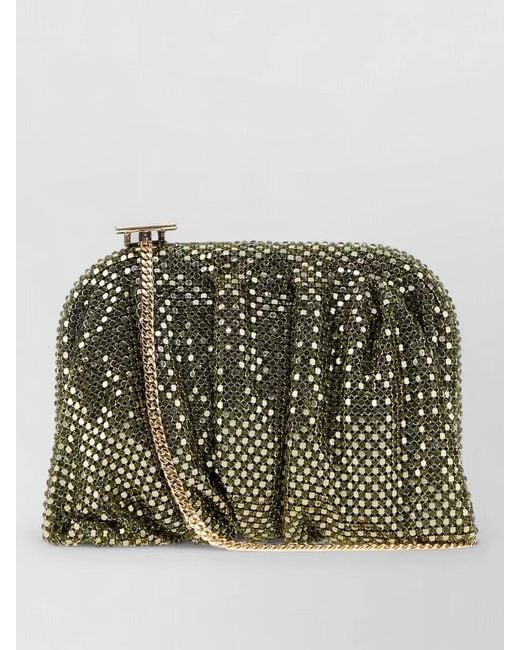 Benedetta Bruzziches Green Crystal-Embellished Clutch Bag
