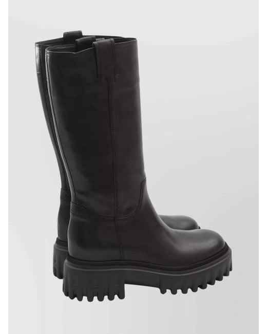 Hogan Black Leather High Boots