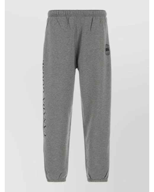 Canada Goose Gray Cotton Rove Joggers Elastic Waist Cuffs Print for men