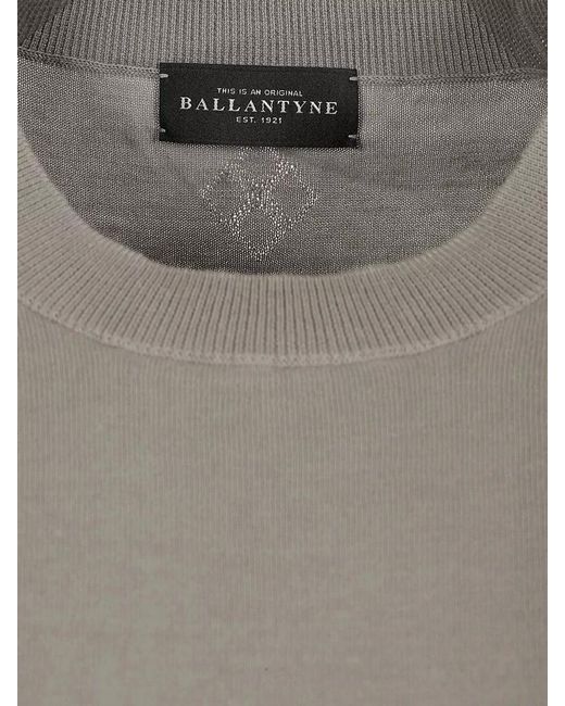 Ballantyne Gray Crew Neck Cotton Knit Short Sleeve Top for men