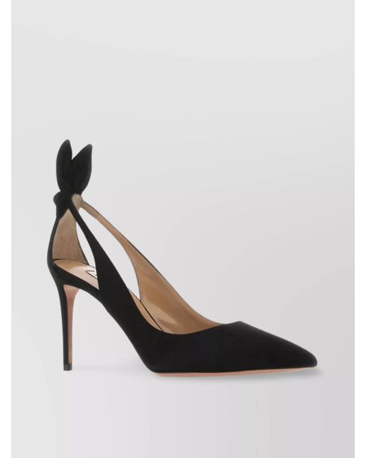 Aquazzura Black Suede Bow Tie 85 Pumps