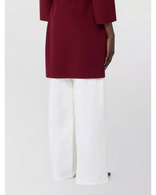 Max Mara Red Belted Waist Knee Length Longline Jacket