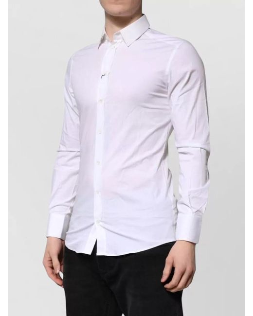 Dolce & Gabbana White Slim-Fit Long-Sleeve Dress Shirt for men