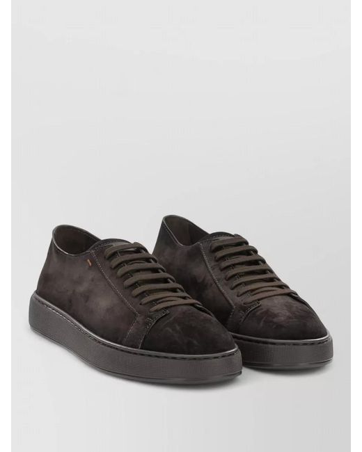 Santoni Black Damps Lace Up Low Top Sneakers for men